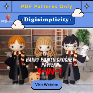 3-in-1 Harry Potter Crochet Pattern PDF | Hermione, Ron & Hedwig Amigurumi | Instant Download