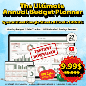 Ultimate Annual Budget Planner Spreadsheet Excel Google Sheets Monthly Budget