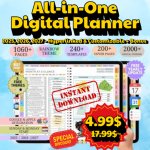 All-in-One Digital Planner 2025, 2026, 2027 – Goodnotes Planner, Apple Google Calendar + Bonus 50+ Templants planners